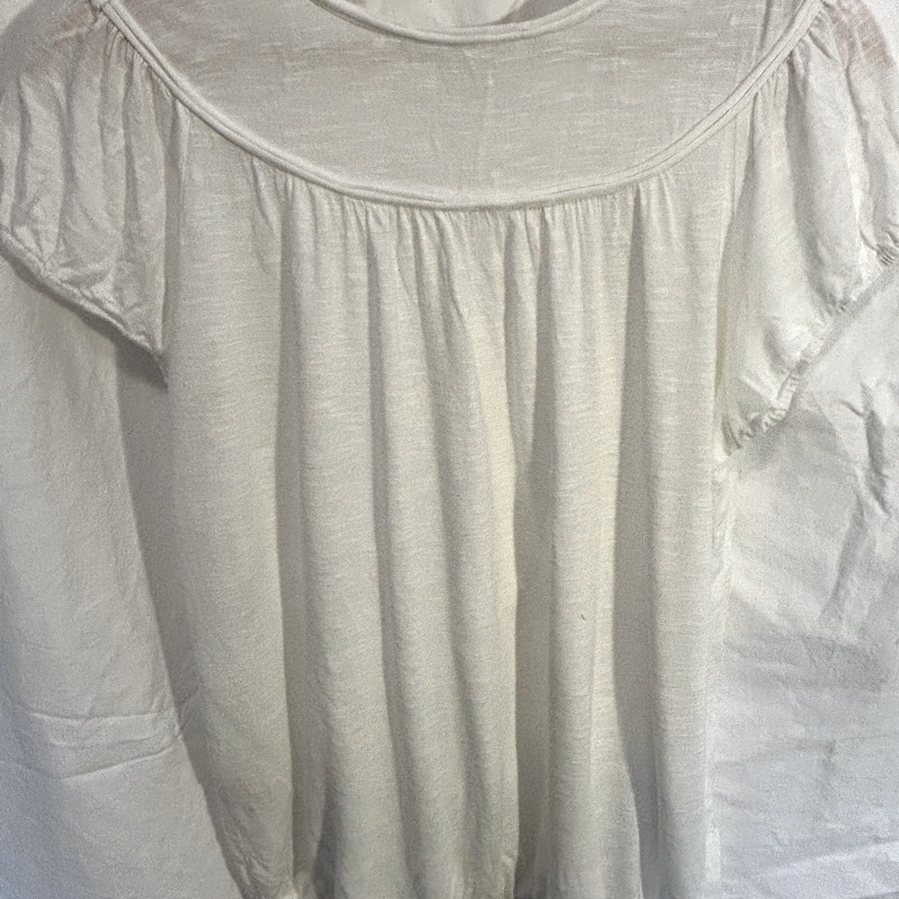 Max Studio Cream Puff Sleeve Short Sleeved Tie Front Blouse - Picture 3 of 3